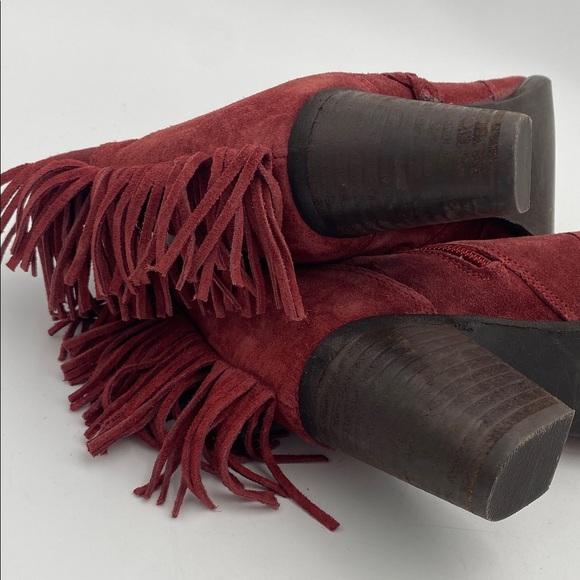 Matisse Red Suede Ankle Booties Fringe details women 9.5M casual festival boho - Picture 10 of 14